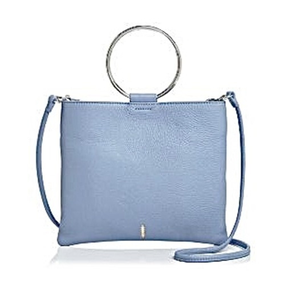 Thacker Le Pouch Blue Leather Ring Handle Crossbody Bag